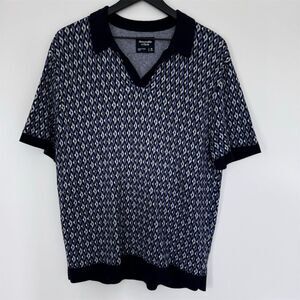 Abercrombie & Fitch Men's Abstract Jacquard Polo Sweater Navy Combo M